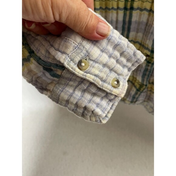 Free People Womens Guys Button Up Shirt Gray Green and yellow Size XS - Picture 4 of 11